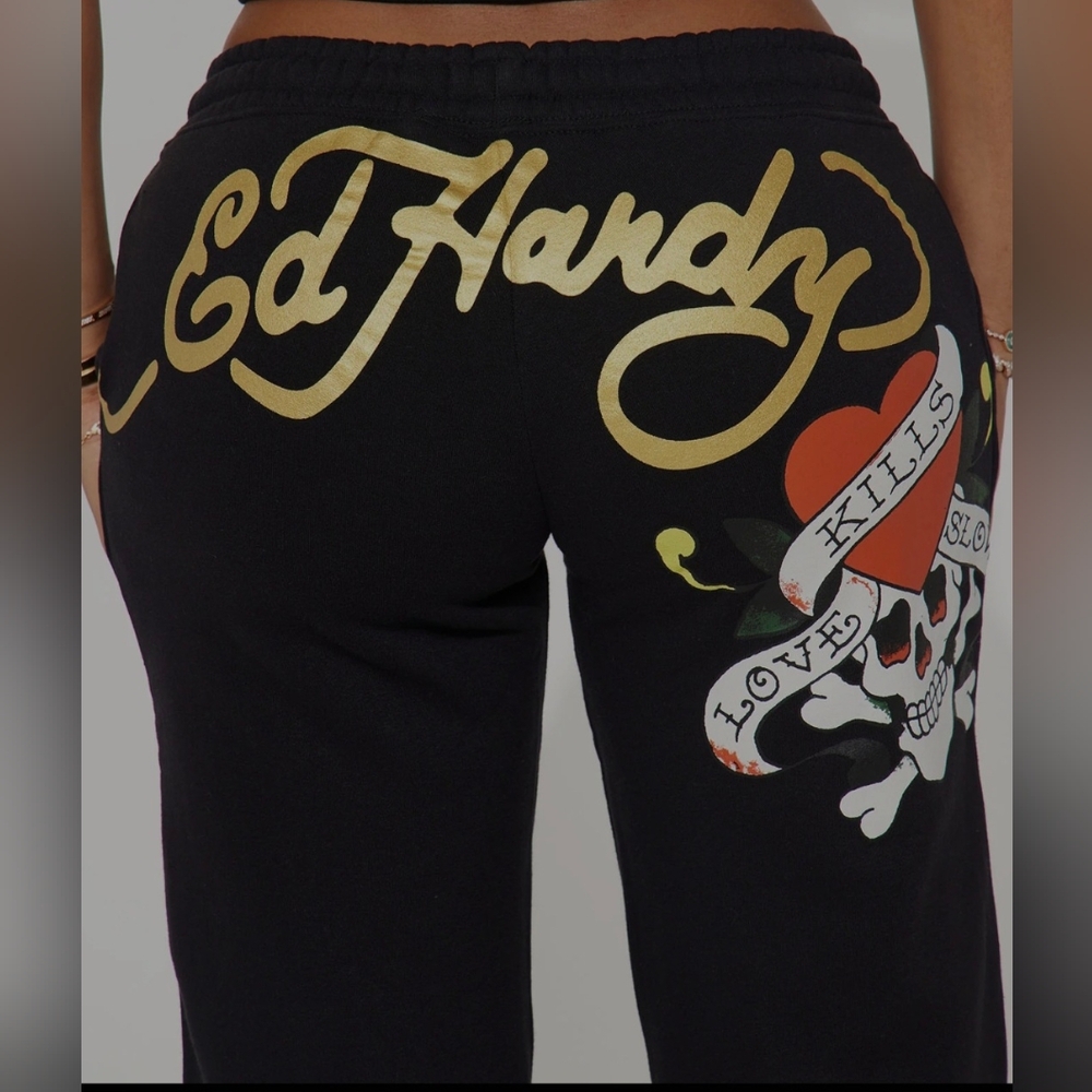 Love Kills Ed Hardy Pant - Black